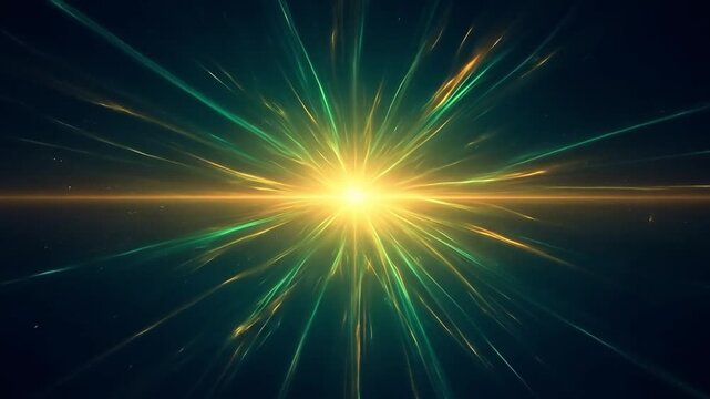 Abstract Light Burst Speed Motion Effect Green Yellow Radial Lines Background Dynamic Hyperspace Energy Explosion Texture