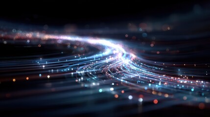 3D Illustration Digital Data Flow Transmission Channel
