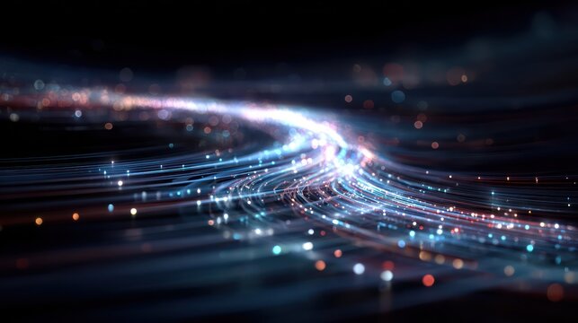 3D Illustration Digital Data Flow Transmission Channel - Powered by Adobe