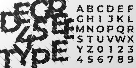 Experimental distorted font with fluid glass refraction, featuring abstract letters and numbers for creative posters, branding concepts, editorial layouts, and modern visual design.