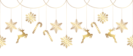 Merry Christmas and happy new year celebration gold hanging star, ball png file for decoration
