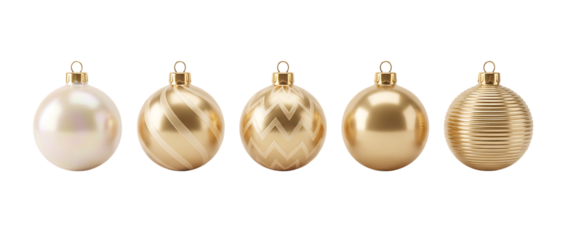 Set of golden baubles for Christmas or New Year holidays design, 3d render