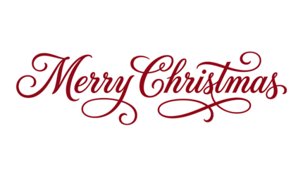 Merry Christmas in cursive, calligraphy, writing, lettering, text, font, phrase, type, vector, isolated for Christmas card template printable, banner, tags, sign, email signature, header, social media