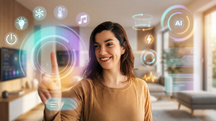 Smart Home Interface Controlled by Woman User