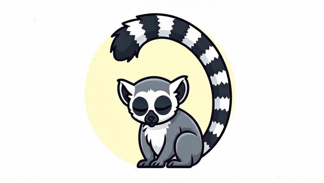 Adorable Ring Tailed Lemur Cartoon Animation.