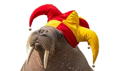 Walrus Wearing Jester Hat Joker