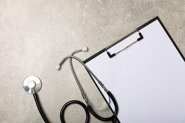 Stethoscope on the table. Medical instrument. Medical concept. Healthcare. Health Day.Doctor...