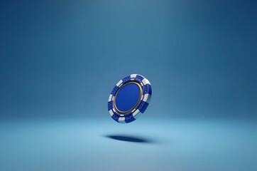 Blue Casino Chip Floating on Gradient Background