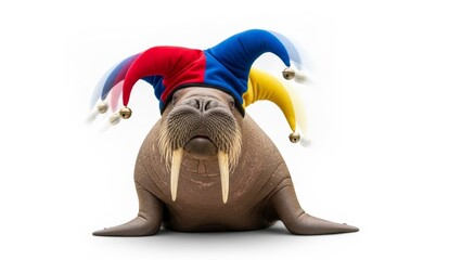 Walrus Wearing Jester Hat Joker