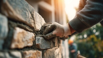 Masonry construction with natural stone