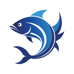 Minimalist blue fish logo design