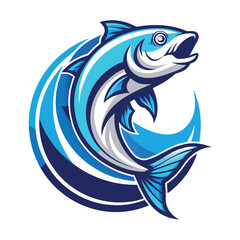 Elegant stylized fish fishing logo design