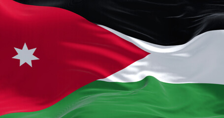 Jordan national flag waving in the wind
