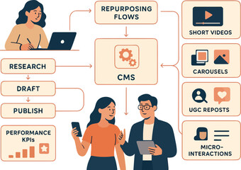 Content Experience Map &mdash; Long-Form to Microcontent Repurposing Vector