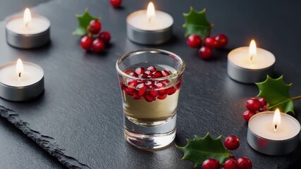 Festive holiday drink with red berries - Powered by Adobe