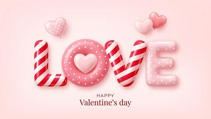3d pink love letter balloon for valentine day background wallpaper