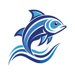 Dynamic tribal style fish icon with curved lines