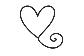 Hand drawn heart shape with curly swirl design