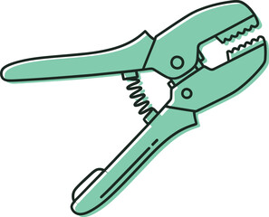 Isolated metal construction hand tool object with blue plastic grip and wrench icon on a white background