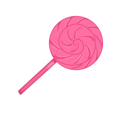 Illustration of a flat candy lollipop on a stick on a transparent background