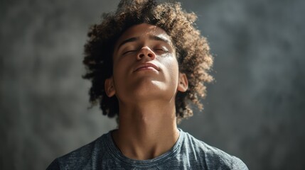 Focused Adult Practicing Calm Breathing for Anxiety Reduction