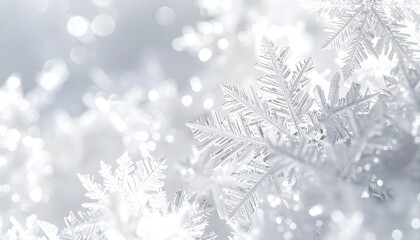 Obraz premium Silver Snowflake Pattern Background with Soft Frosted Glow