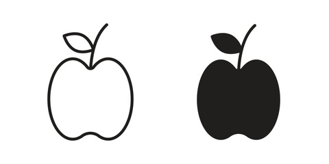 Apple icons illustration, line art, glyph style vectors
