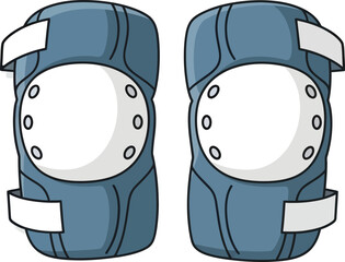 Protective Knee Pads Illustration: Depicting two blue knee pads against an unobtrusive backdrop, essential gear for sport or work. Demonstrating safety and preparedness.