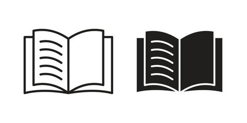 Book icons illustration, line art, glyph style vectors