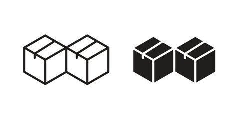 Boxes icons illustration, line art, glyph style vectors