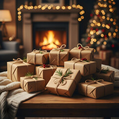 Cozy Christmas Gifts with Rosemary by Fireplace