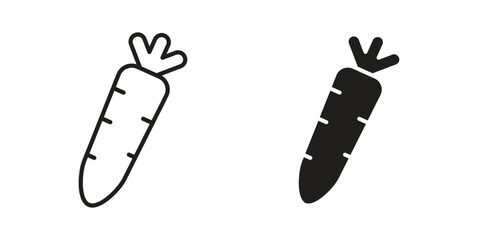 Carrot icons illustration, line art, glyph style vectors