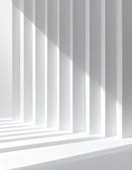 Obraz premium Abstract Sunlight Stripes on White Vertical Panels Minimalist Architectural Background