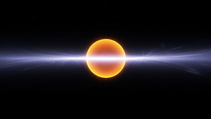 Glowing orange sphere with light streaks against a dark background space star