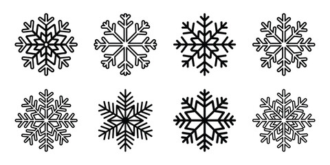 christmas snowflake mandala outline icon set. Holiday Icons illustration.