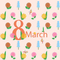 for Women s Day on March 8 - a postcard with flowers