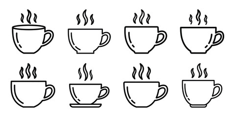 christmas winter hot tea outline icon set. Holiday Icons illustration.