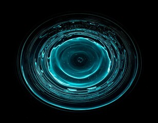 Obraz premium Abstract Swirling Turquoise Energy Sphere with Glowing Particles on Black Background