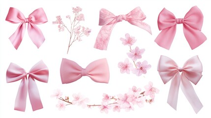 Premium pink bows and cherry blossom collection for elegant feminine branding and modern wedding stationery designs