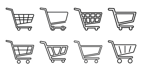 christmas holiday shopping cart outline icon set. Holiday Icons illustration. © ganesh106