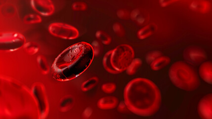red blood cells flowing through vein, haemoglobin, anaemia concept, women's menstrual health, 3d medical healthcare