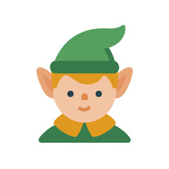 A simple and modern flat 2D vector of a Elf, isolated on a pure white background.