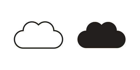 Clouds icons illustration, line art, glyph style vectors