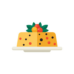 2D minimalist flat vector of a Fruitcake, contemporary clean design isolated on white.