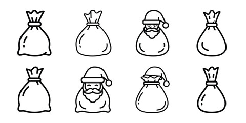 christmas santa magic bag outline icon set. Holiday Icons illustration. © ganesh106