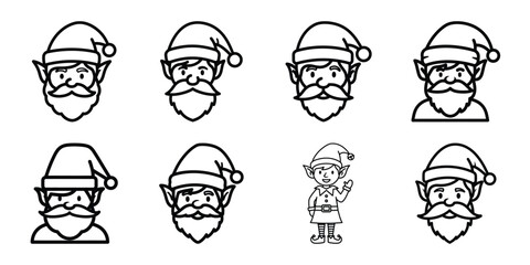 christmas santa e2 80 outline icon set. Holiday Icons illustration.