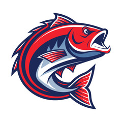 Bold dynamic fishing logo design with aquatic elements