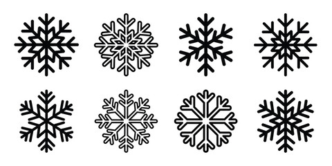 christmas snowflake sparkle outline icon set. Holiday Icons illustration.