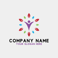 charity wellness health yoga logo design vector