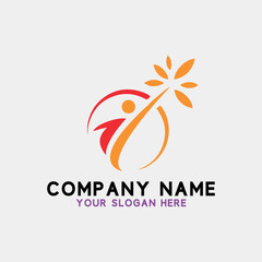 charity wellness health yoga logo design vector